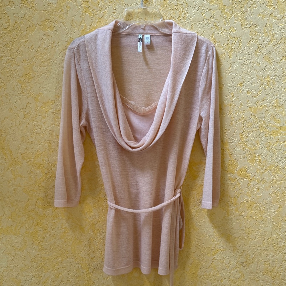 Pink Sweater with attached Camisole XL